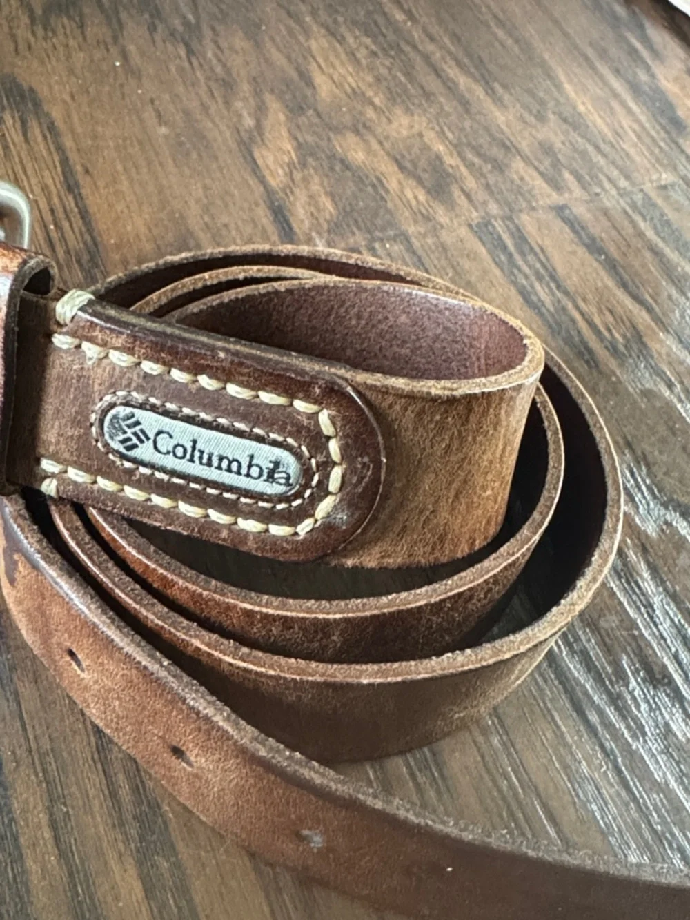 Columbia Brown Leather Men's Belt with Silver Buckle